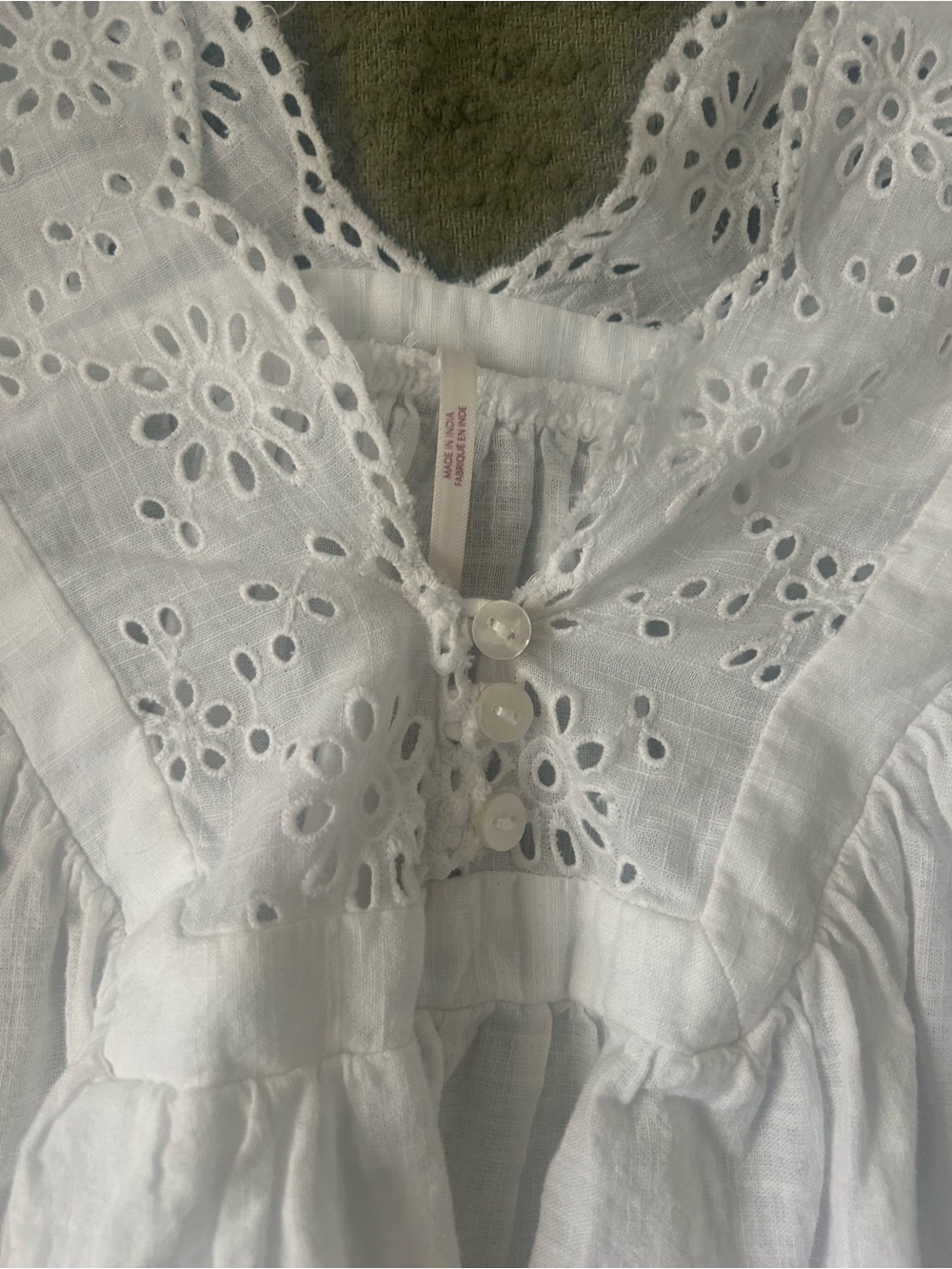Free People White Eyelet Lace Peasant Blouse - Picture 2 of 3